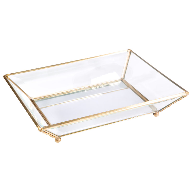 Three Posts™ Shelva Mirrored Bottom Glass Keepsake Vanity Tray
